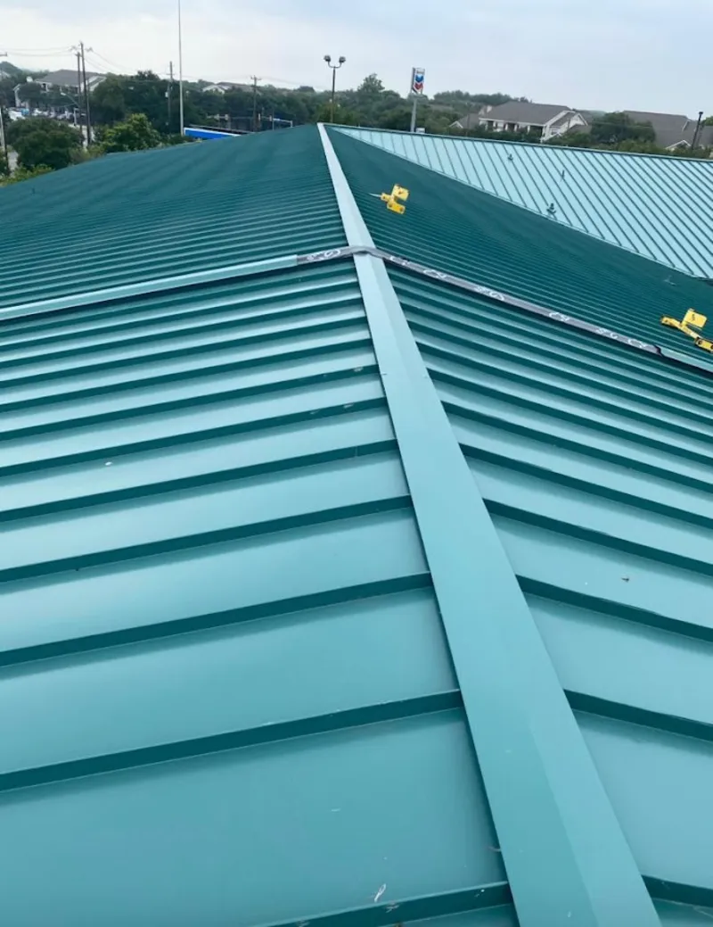 Green commercial metal roof ridge and valley for Metal Roof Repair in Boyes Hot Springs
